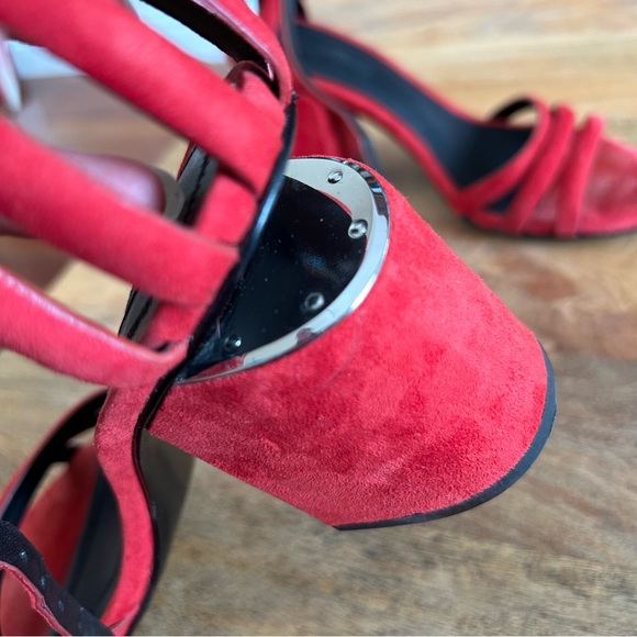 Alexander Wang Red Suede Cage Abby Sandal Heels - Picture 6 of 11